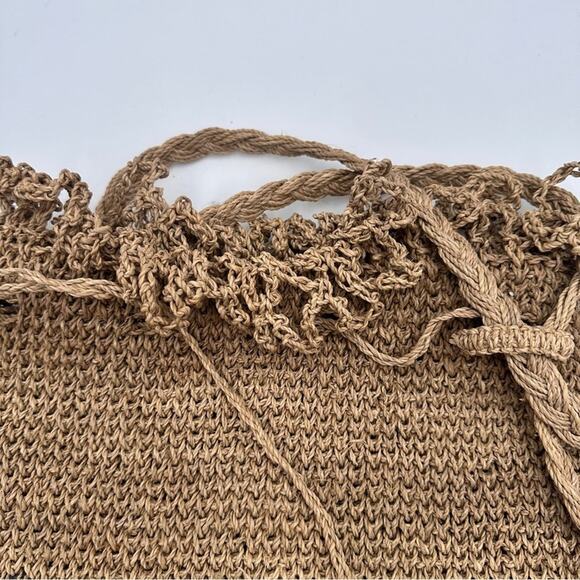 BOHO Vintage Folk Craft Bag Large Backpack Hand knitted Made of Plants - vegan
